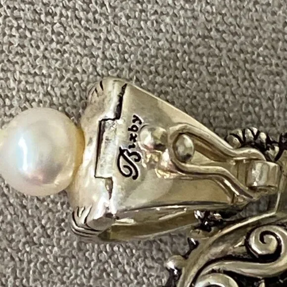 Barbara Bixby 925 Sterling Silver & 18K Gold Heart Locket Enhancer Pendant Pearl - Picture 7 of 11